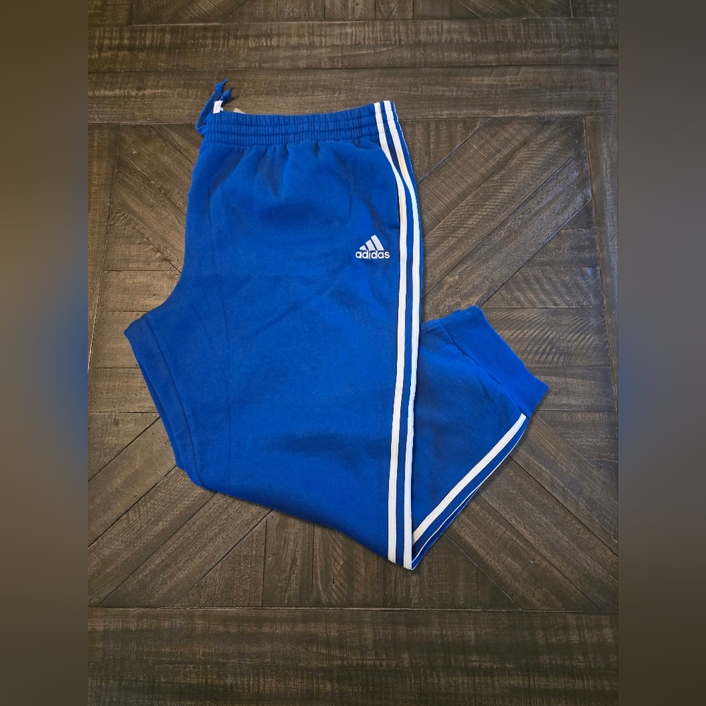 Adidas Mens Essential French Terry Tapered Cuff 3-Stripes Pants HL2270 Blue 3XLT